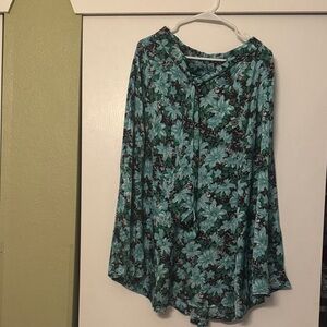 Philosophy Teal Floral Women's Blouse